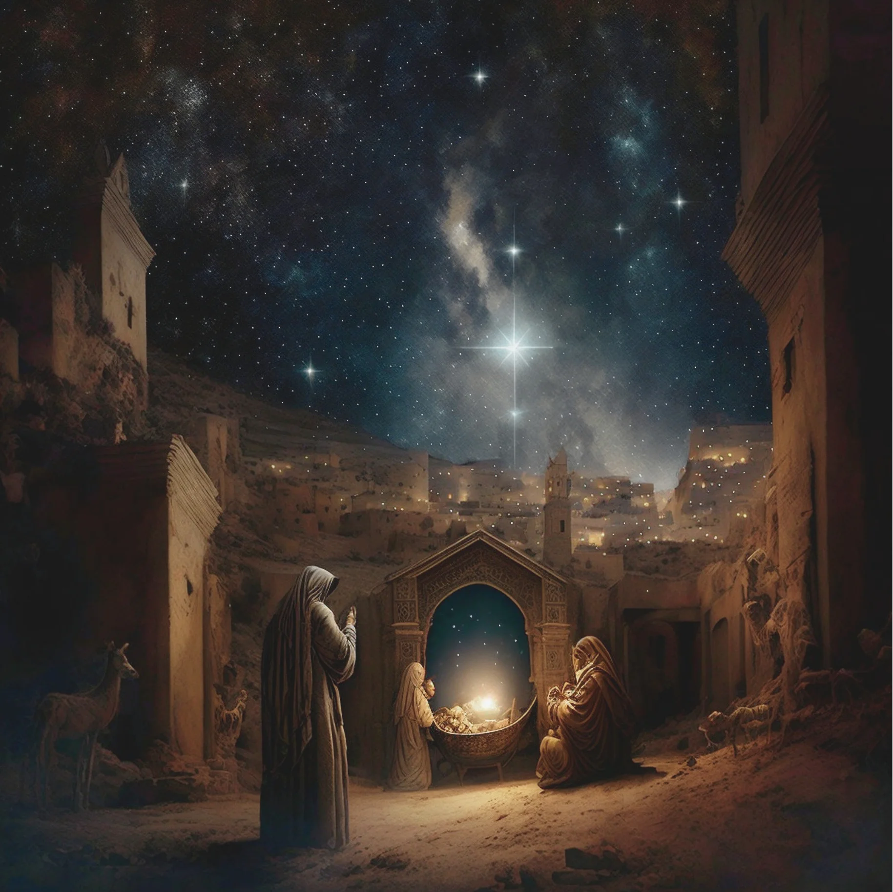 İsa'nın ahırda doğumunu (Nativity) gösteren sahne