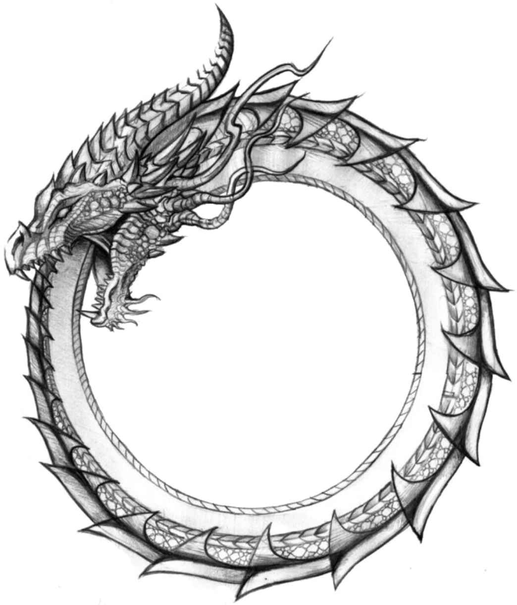 Kuyruğunu yiyen yılan sembolü Ouroboros